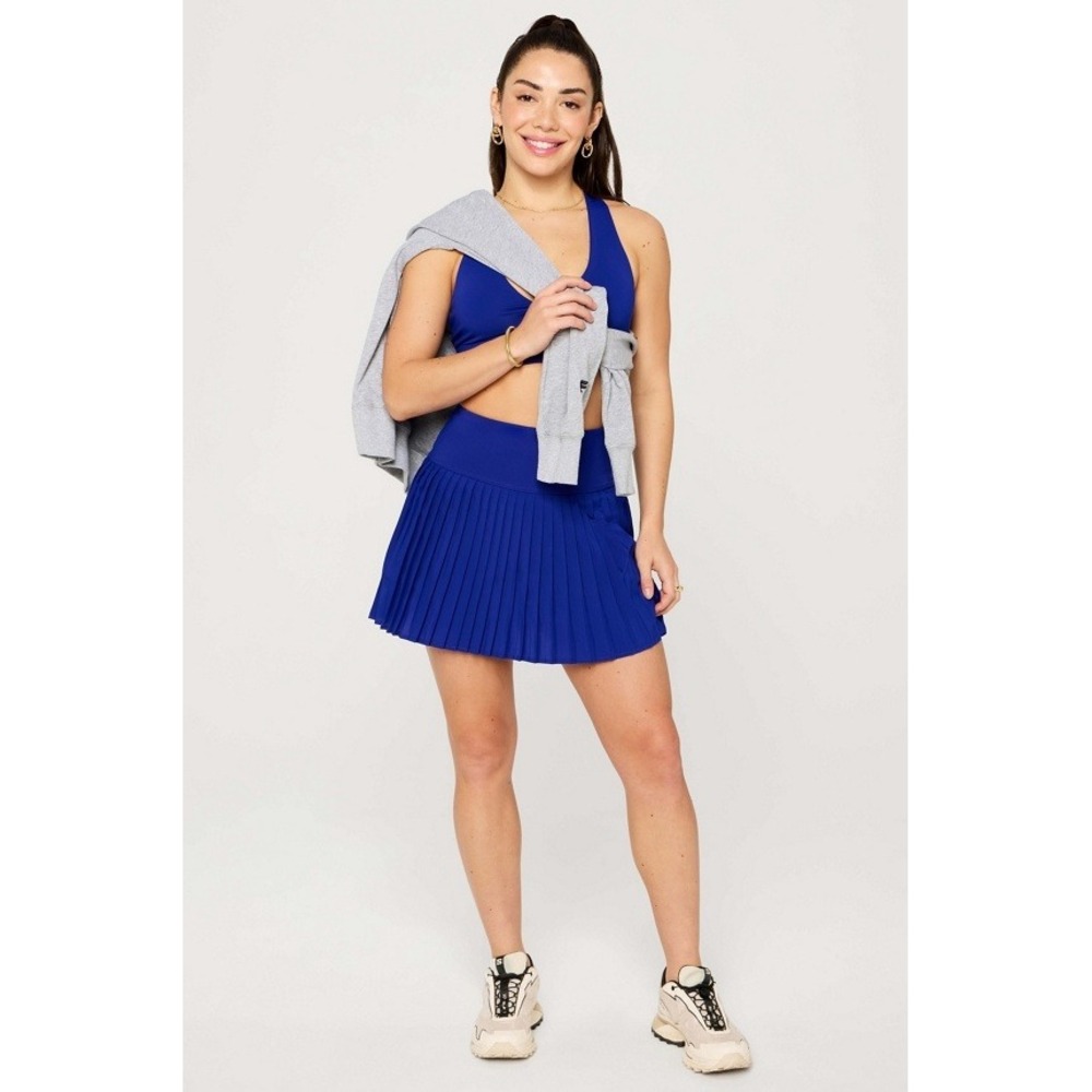 NEW Fabletics Hot Shot Pleated Skirt Large Admiral Blue Golf Tennis Mini Skort